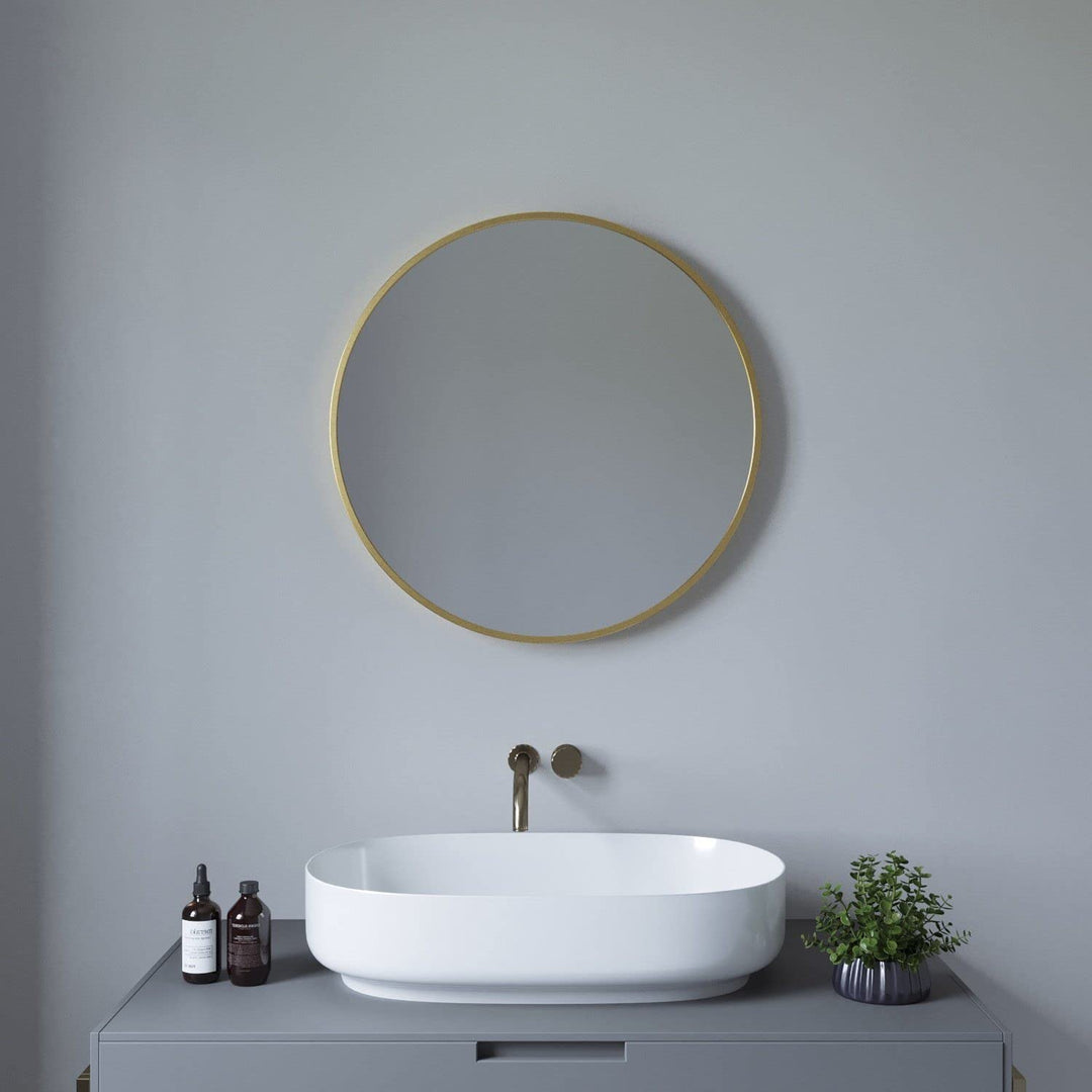 Spiegel Rund mit Goldrahmen Dekorative Wandspiegel Gold Vintage Badspiegel 60x60 cm ohne Beleuchtung