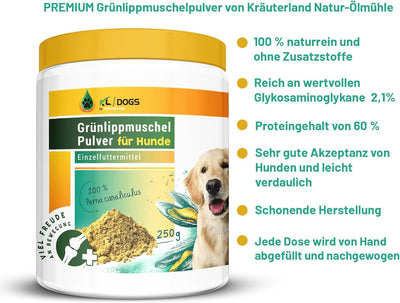 Kräuterland Grünlippmuschelpulver Hund 250g - reines Muschelextrakt - Grünlippmuschel Pulver auch fü