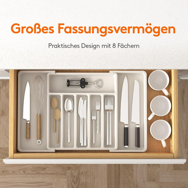 Lifewit Gross Besteckeinsatz für Schubladen,erweiterbarer Besteckhalter Utensilienhalter für Küchens