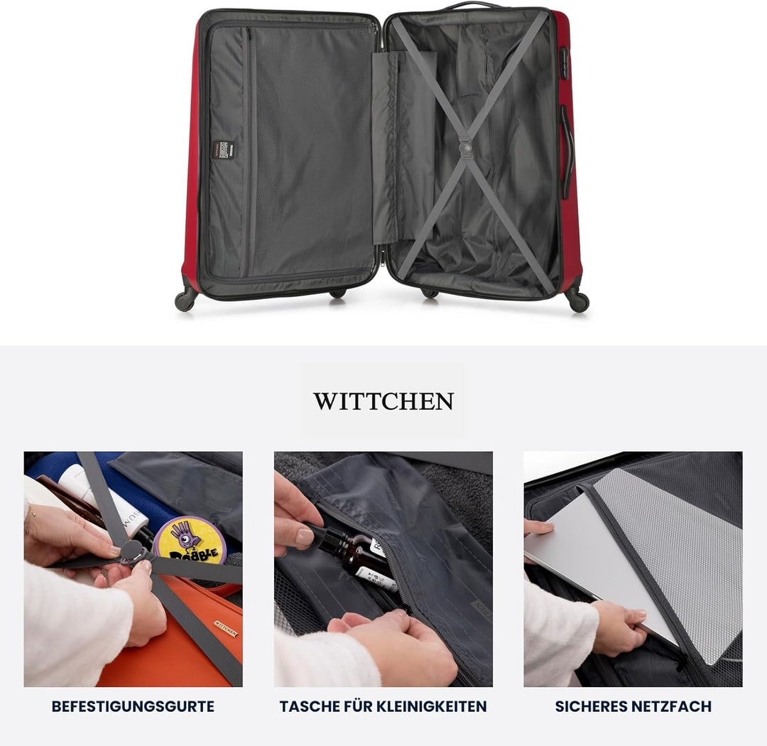 WITTCHEN Koffer-Set 3tlg. Trolley Koffer Reisekoffer aus ABS Hartschalen Kofferset Trolley 4 Rollen