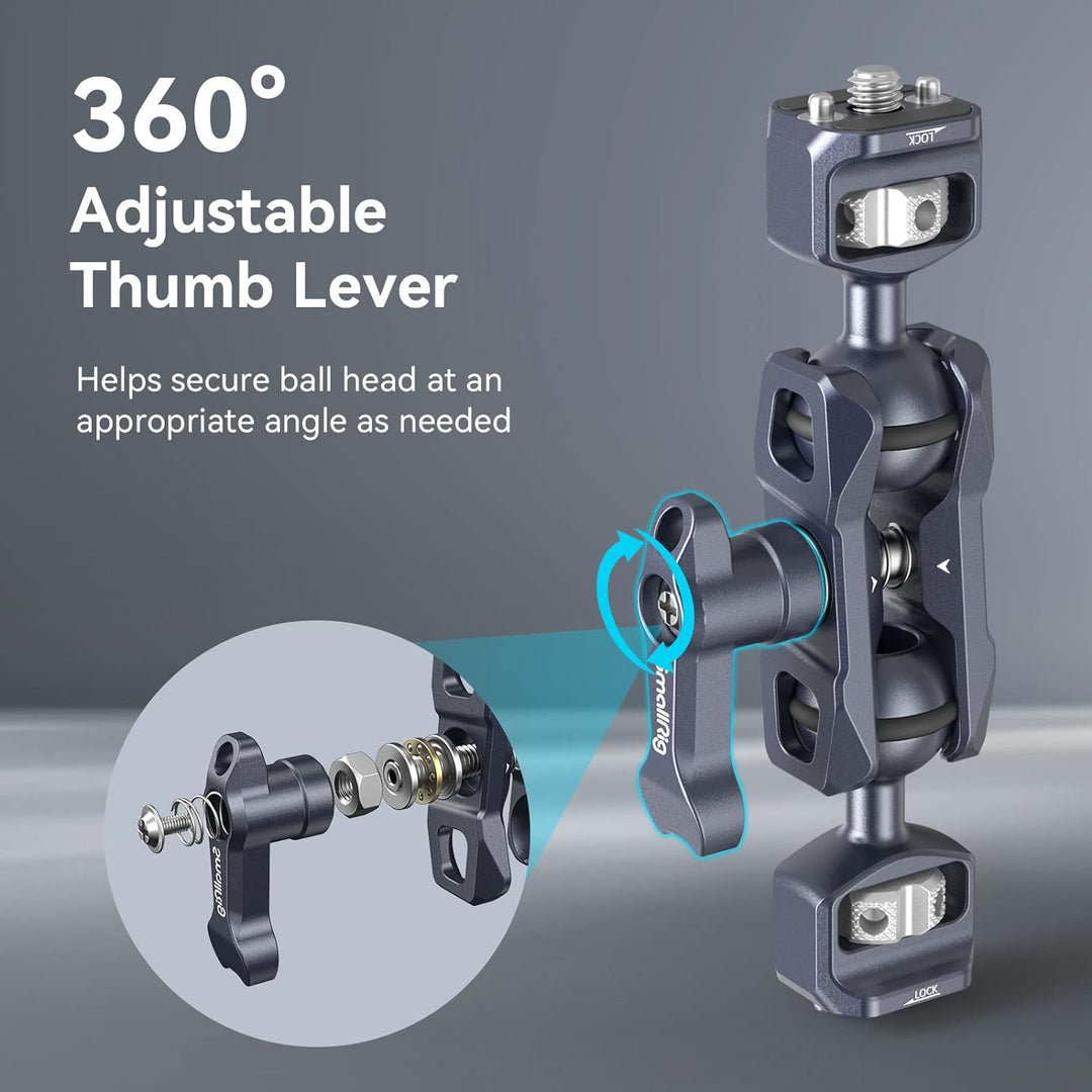 SMALLRIG Dual Ball Heads Magic Arm mit 1/4"-20 Schrauben, max. Belastung 6 kg, nur 88 g, aus Alumini