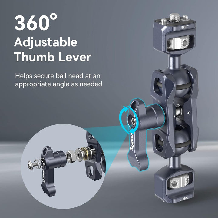 SMALLRIG Dual Ball Heads Magic Arm mit 1/4"-20 Schrauben, max. Belastung 6 kg, nur 88 g, aus Alumini