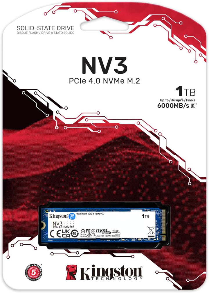 Kingston NV3 NVMe PCIe 4.0 Interne SSD 1TB M.2 2280-SNV3S/1000G, 1TB