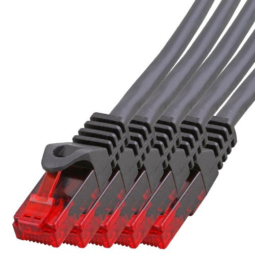 BIGtec - 5 Stück - 30m Gigabit Netzwerkkabel Patchkabel Ethernet LAN DSL Patch Kabel schwarz (2x RJ-