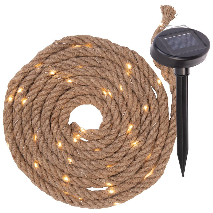 Lunartec Solar-Jute-Lichterkette: Solar-Seil-Lichterkette aus Naturfasern mit 60 eingearbeiteten LED