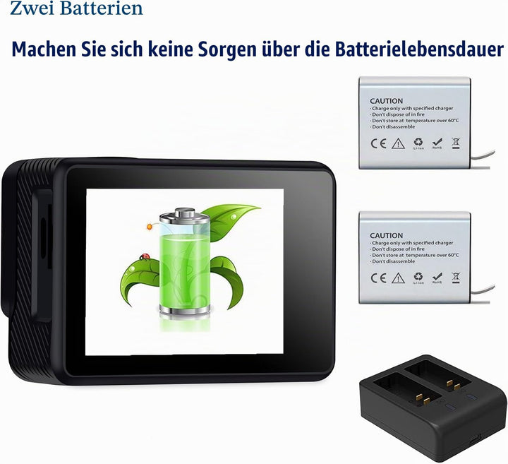 Xilecam Dual Screen Action Cam 1080P 32 GB Karte wasserdichte Kamera wasserdichte Unterwasserkamera