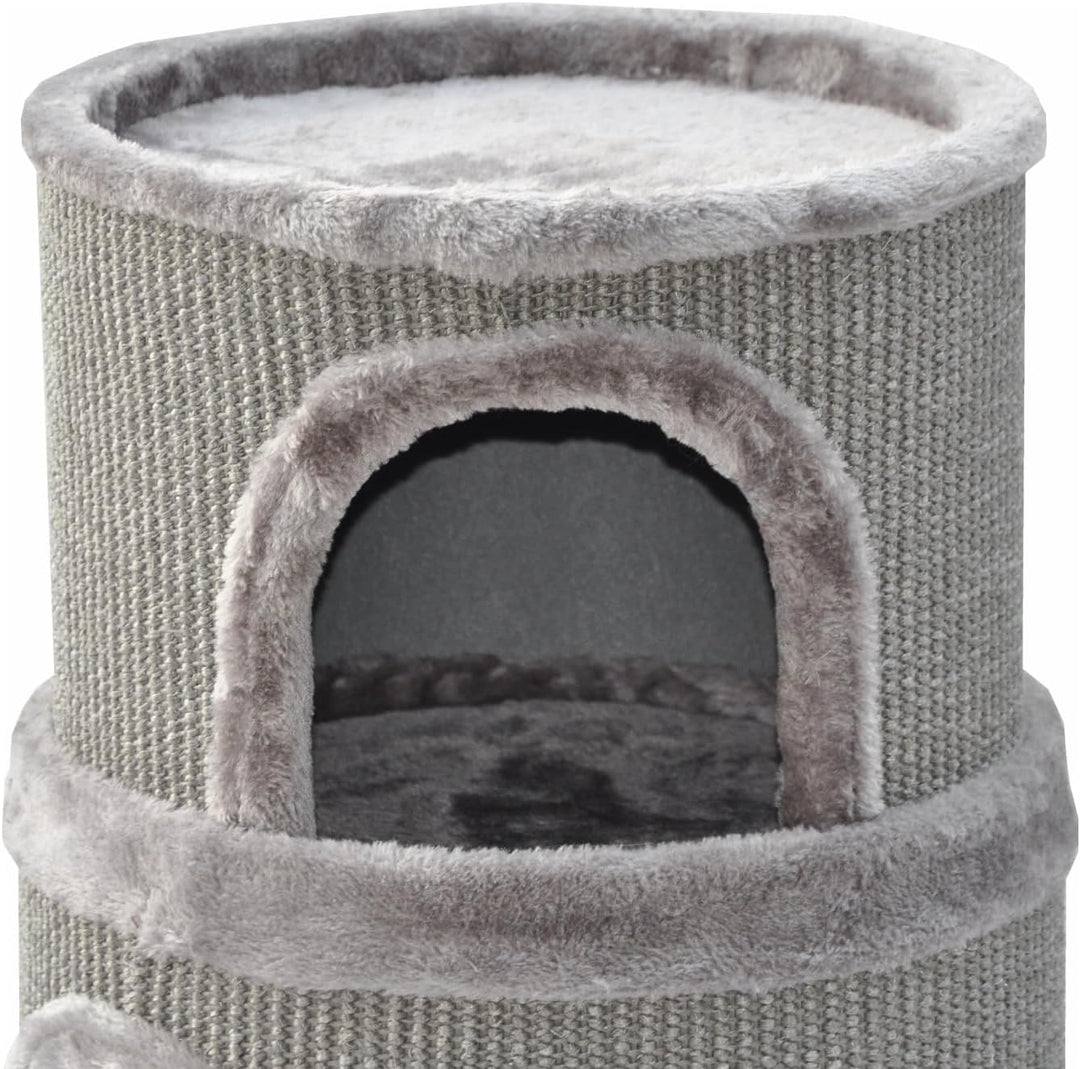 nanook Kratztonne, Höhe 89 cm, Katzenkratzbaum, 3 Ebenen, Kratzbaum, Kratzturm aus Sisal, grau, grau