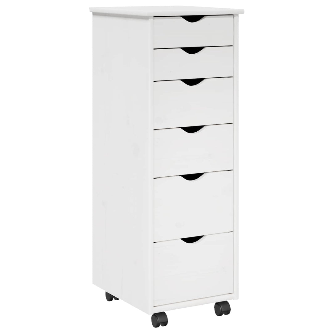 vidaXL Rollschrank Mit Rad Weiss 34 x 39 x 93,5 cm Massivholz Kiefer, Studienmöbel, minimalistischer