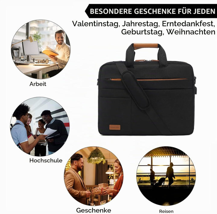 LOVEVOOK Laptoptasche 15.6 Zoll Herren Wasserdichte Laptop Tasche Aktentasche Notebooktasche für Bus