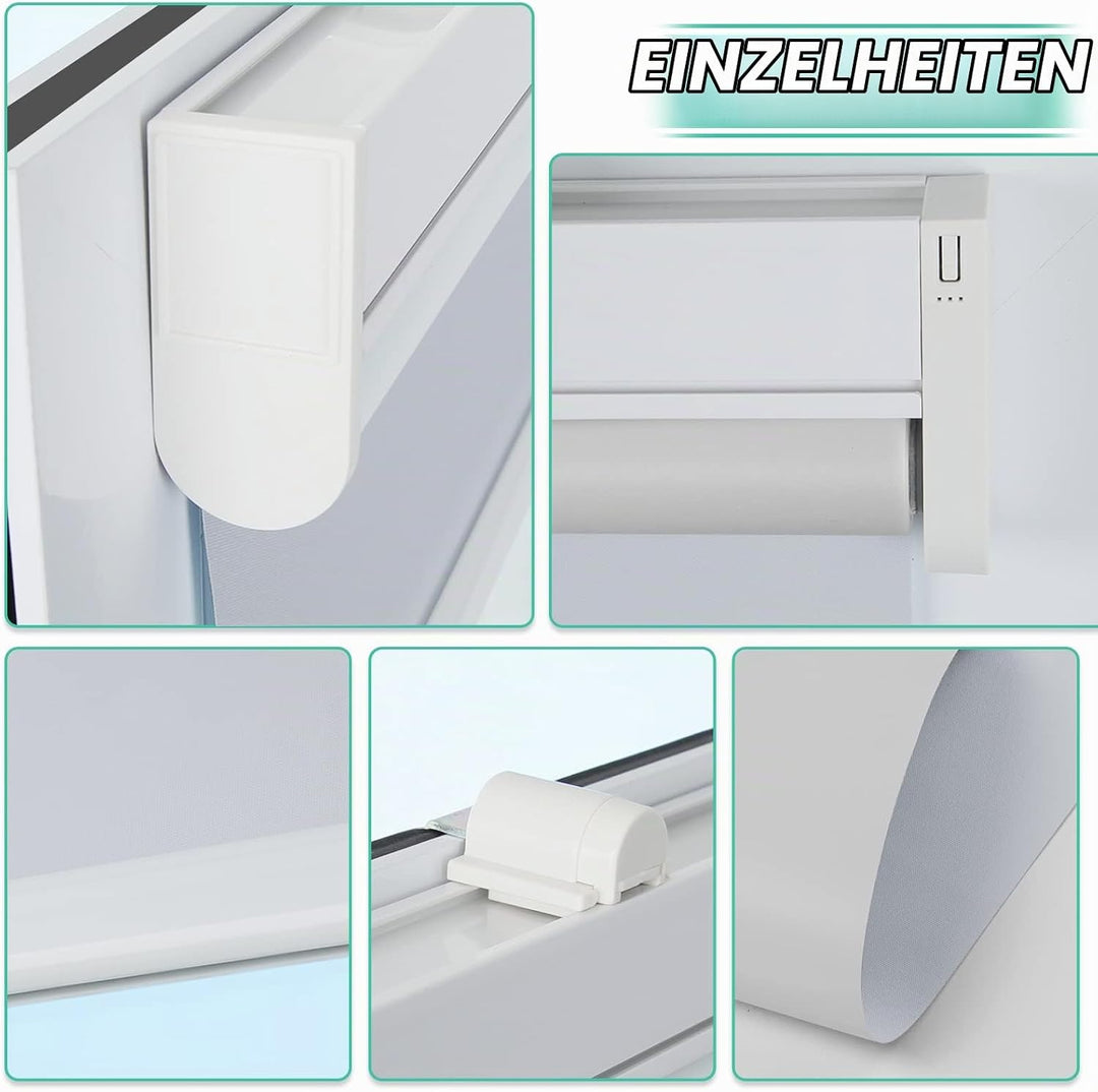 Allesin Elektrische Rollos Innen, Verdunklungsrollo mit Fernbedienung &amp; Leiser Motor, B45 x H150 cm