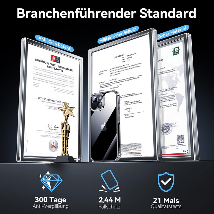 CASEKOO Crystal Clear für iPhone 13 Hülle, iPhone 14 Hülle, [Nie Vergilbung] [Unzerstörbarer Militär