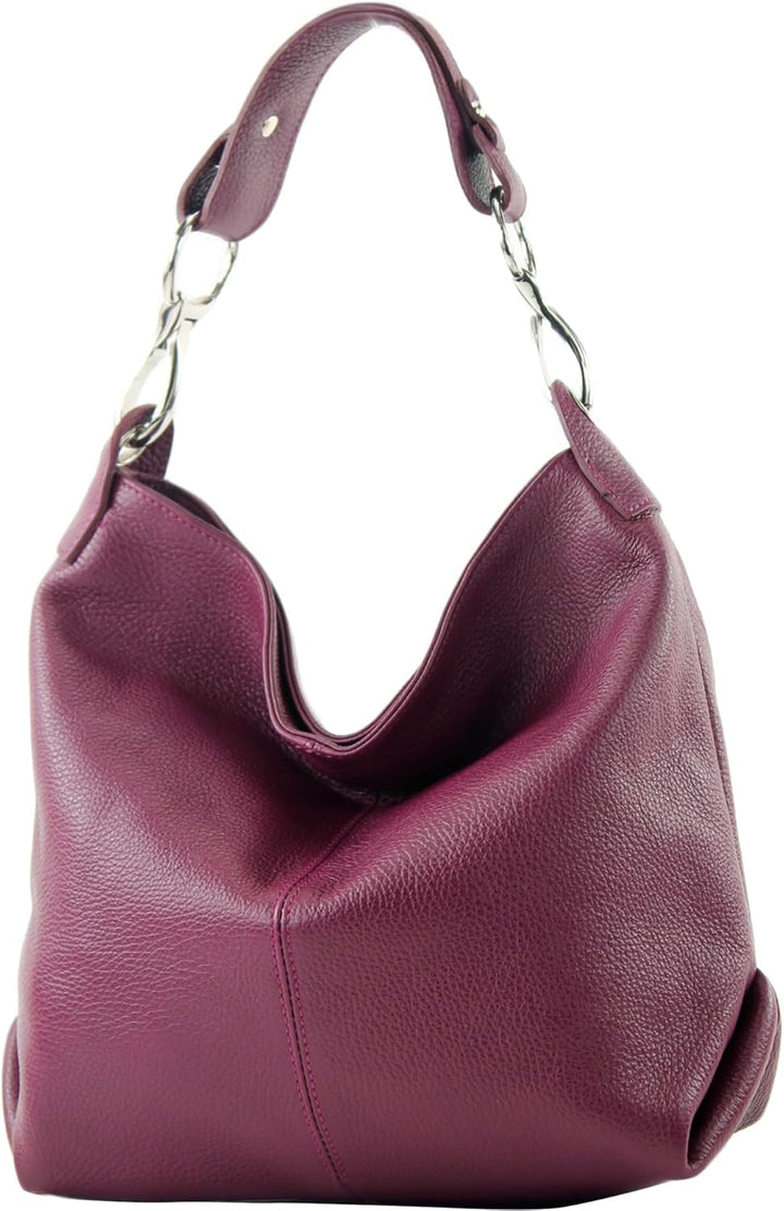 modamoda de T168 Damen Leder Schultertasche, handmade in Italy Weinrot, Weinrot