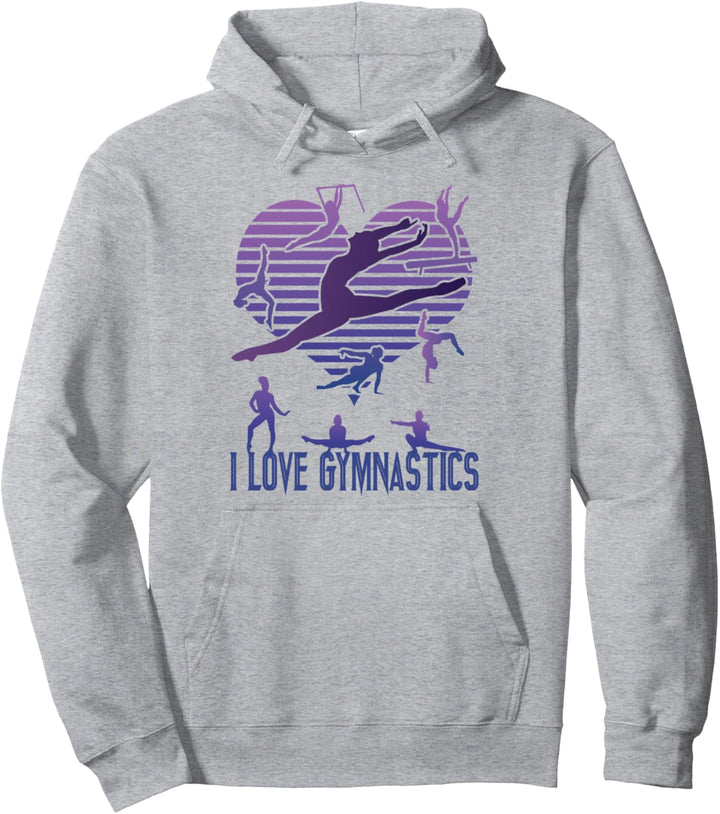 I love GYMNASTICS Turnerin Mädchen Routine Retro Vintage Herz Pullover Hoodie