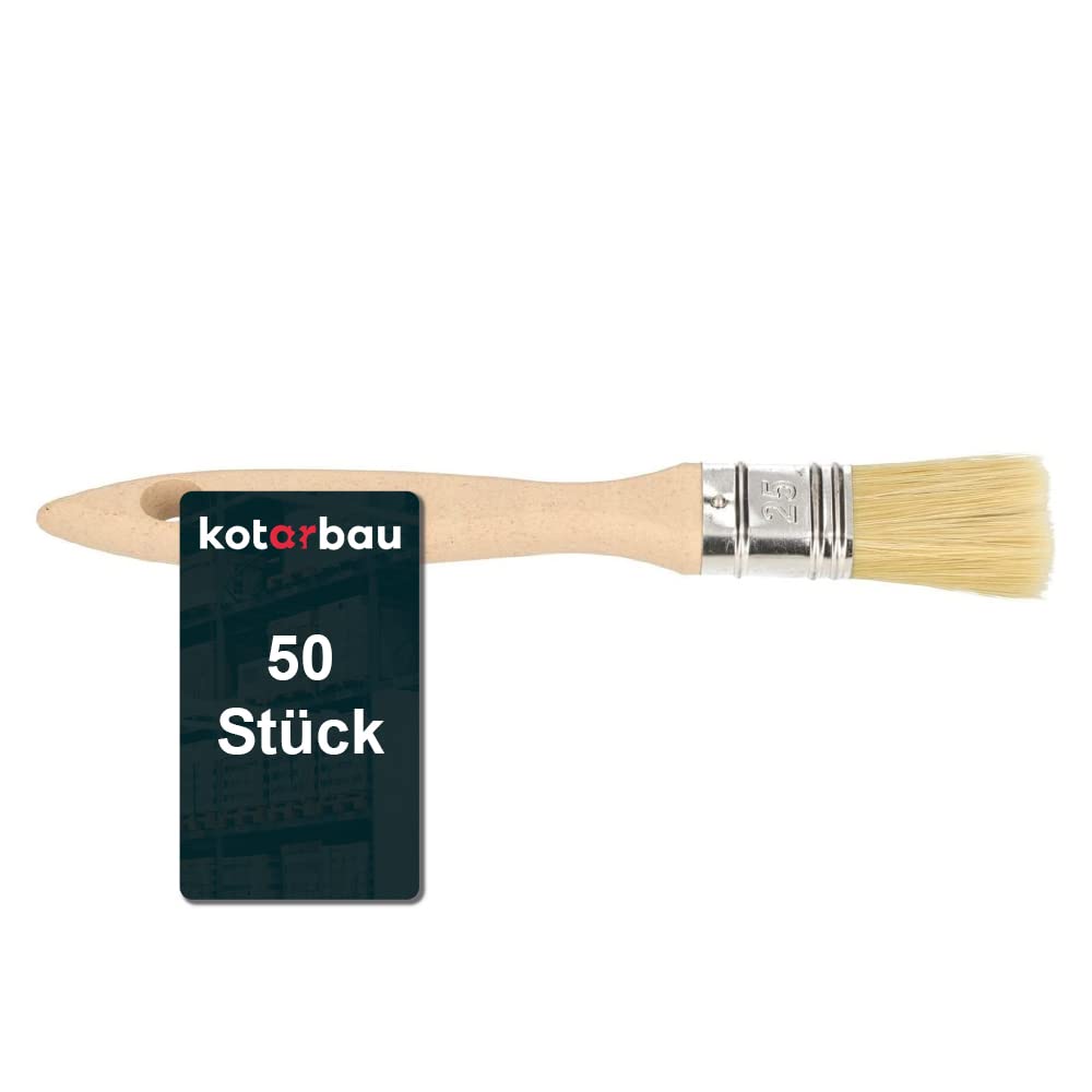 KOTARBAU® Farbpinsel Mit Holzgriff 25 mm 50 St. Alle Grössen Flachpinsel Beizen Lasur Farben Malerpi