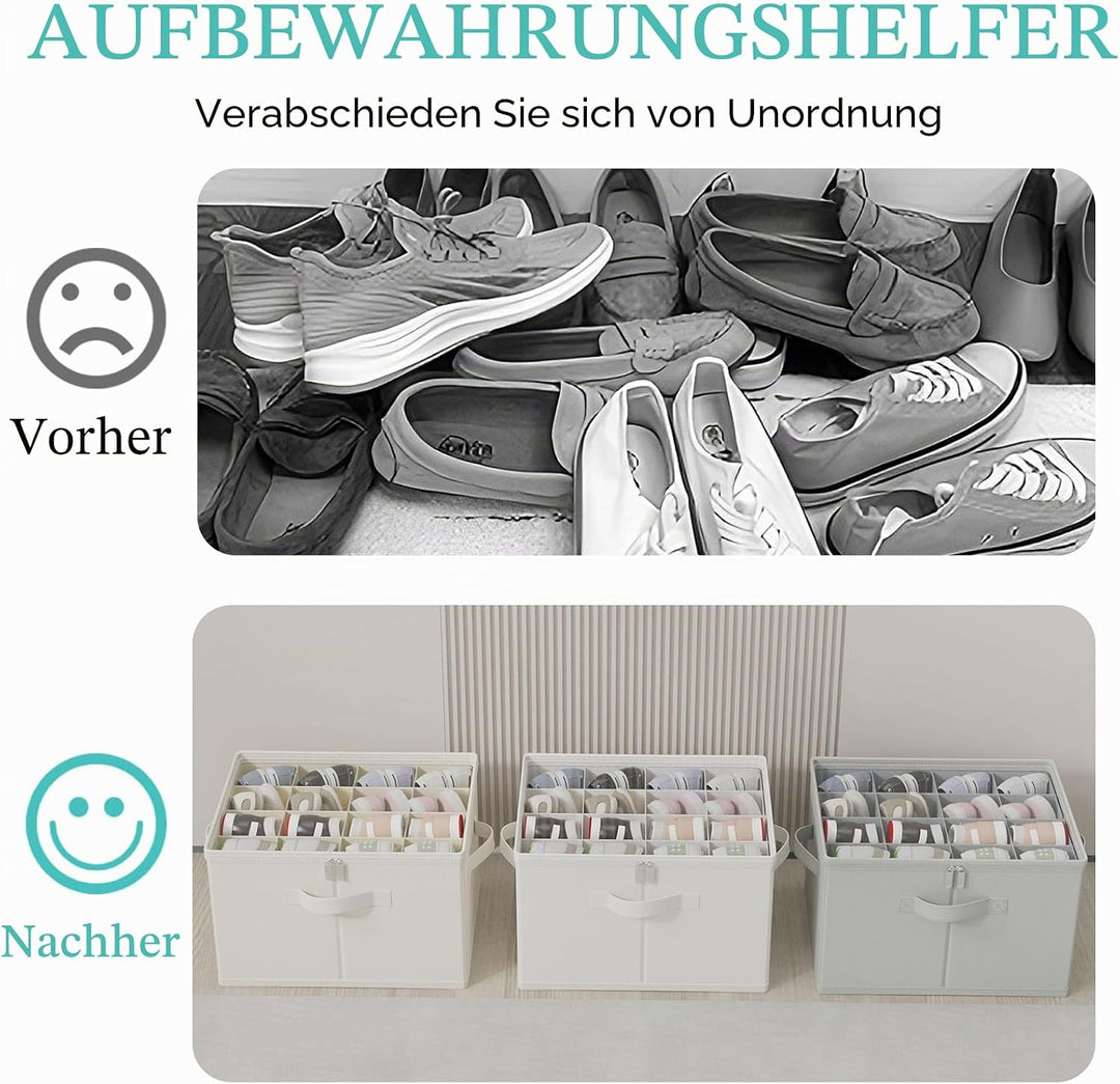 Schuhorganizer für Closet, Passt 12 Paare, Grosse Schuhschrank, Schuhbox mit Durchsichtigem Deckel,