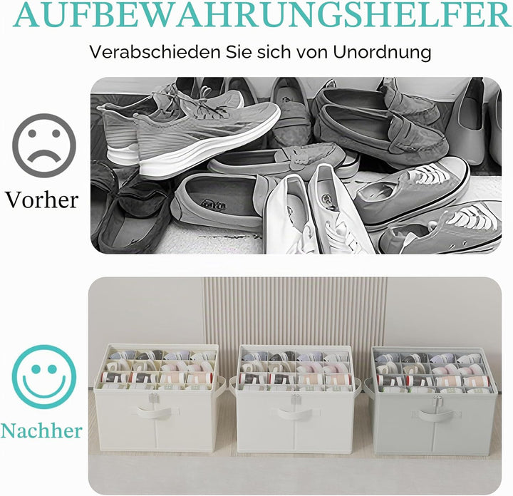 Schuhorganizer für Closet, Passt 12 Paare, Grosse Schuhschrank, Schuhbox mit Durchsichtigem Deckel,