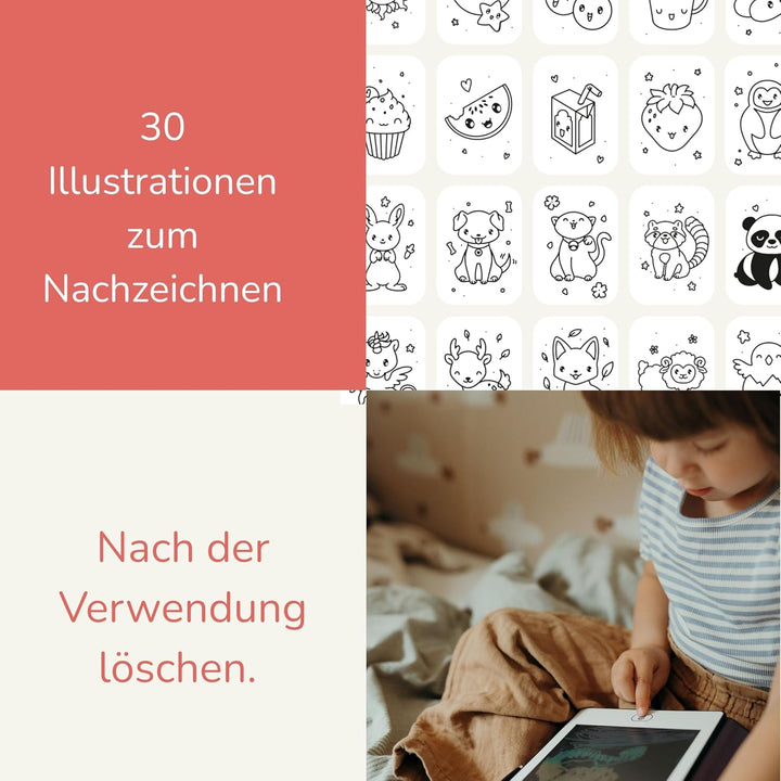Kidydraw Mini Zeichentablett 30 Kawai Rot Kidydraw-mini-Kawai, Rot Kidydraw-mini-Kawai