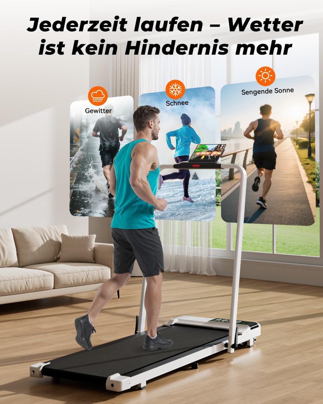 Superun Walking Pad mit Steigung 6% – Laufband für Zuhause max 6km/h & 12km/h mit App und Fernbedien