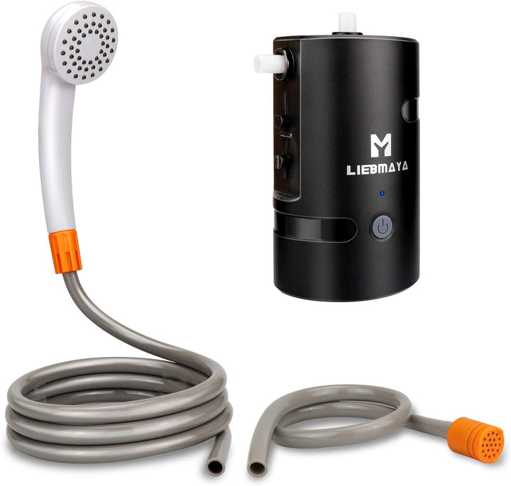 LIEBMAYA 12V Tragbare Aussendusche, Outdoor Dusche, Campingdusche mit 4400mAh Akku USB Ladung Angetr