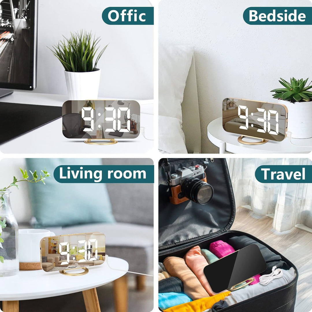 Digitaler Wecker mit Grosse LED, 6.5" Ohne Ticken, Uhr Tischuhr, Alarm Clock Digitaluhr, Uhr Digital