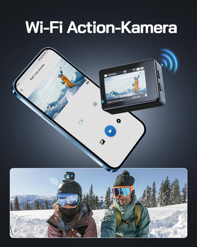 WOLFANG GA120 Action Cam 4K 20MP WiFi Kamera, Unterwasserkamera 40M Wasserdicht Kamera, 170° Weitwin