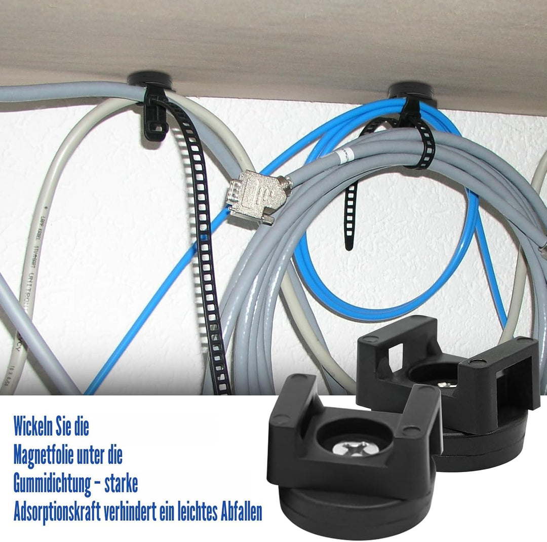 20 Stück Magnetische Kabelbinder Magnethalter Magnet Kabelklemmen Magnetclips Kabel Halterungen Kabe