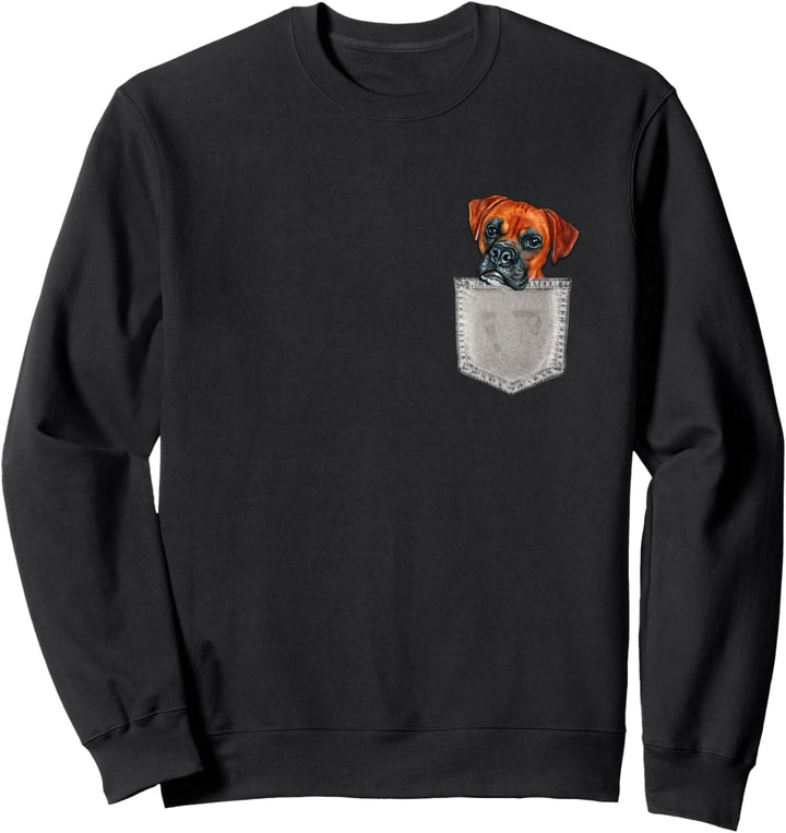 BOXER Hund in Brusttasche Dog In A Pocket Geschenk Sweatshirt