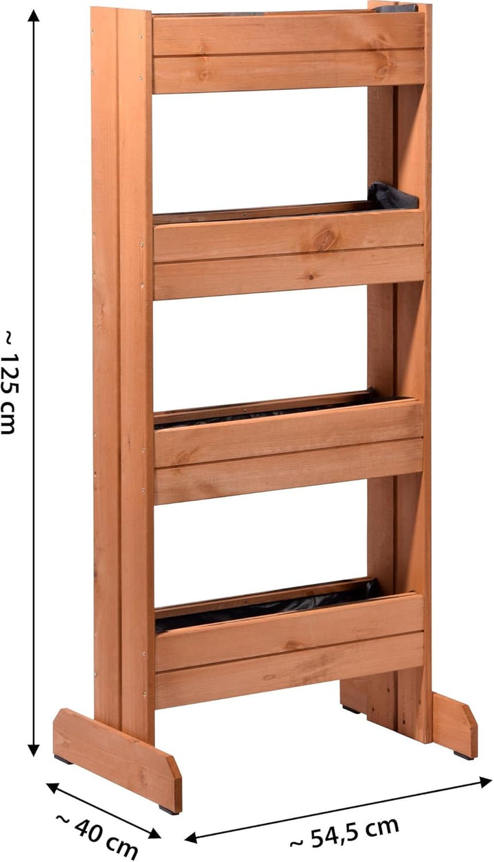 dobar 58373FSCe - Vertikales Blumenbeet aus Kiefernholz, Vertikales Hochbeet mit 4 Pflanzkästen, Gar
