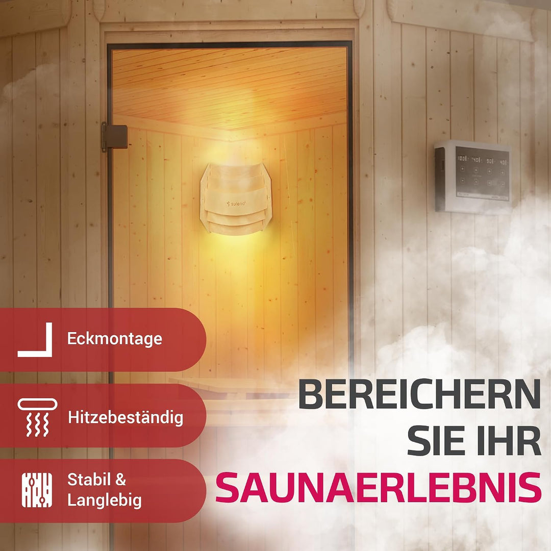 SULENO Saunalampe BELLA ECK Saunaleuchte mit Blendschirm und Fassung | hitzebeständige Saunalampe mi