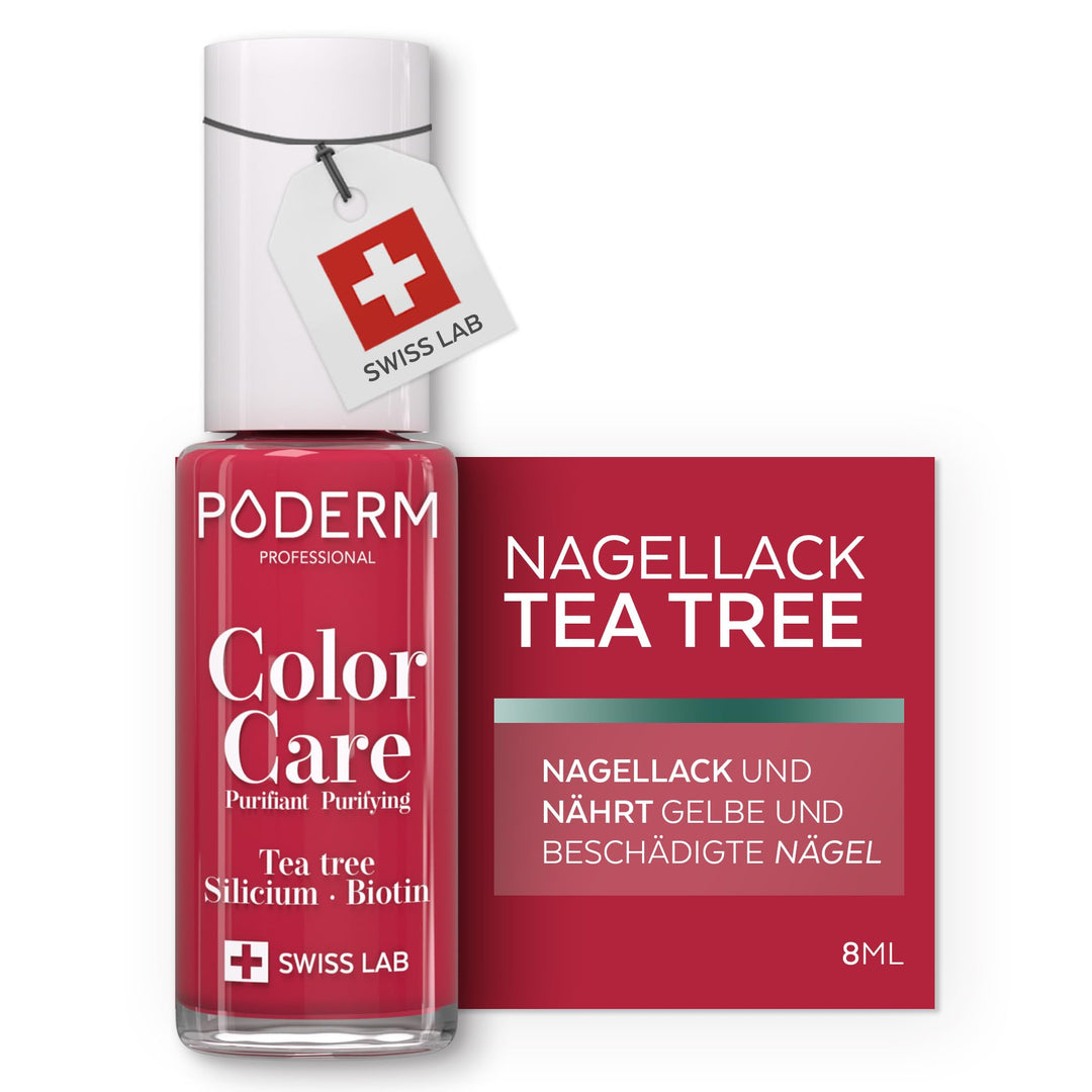 PODERM - Nagellack TEA TREE FÜR NAGELPILZ - GELBE/BESCHÄDIGTE NÄGEL BEHANDELN - Lackpflege verhinder