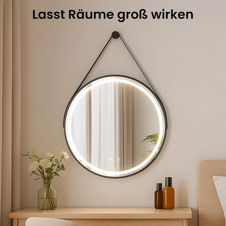 LED Spiegel Bad mit Beleuchtung 70cm Rund – Touch-Schalter, Beschlagfrei, Dimmbar – Badezimmerspiege
