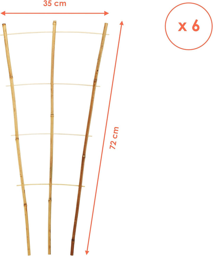 Bambus Rankgitter 75 x 35 cm Natur - 6er Set - Holz Kletterhilfe konisch für Rankpflanzen – Garten P