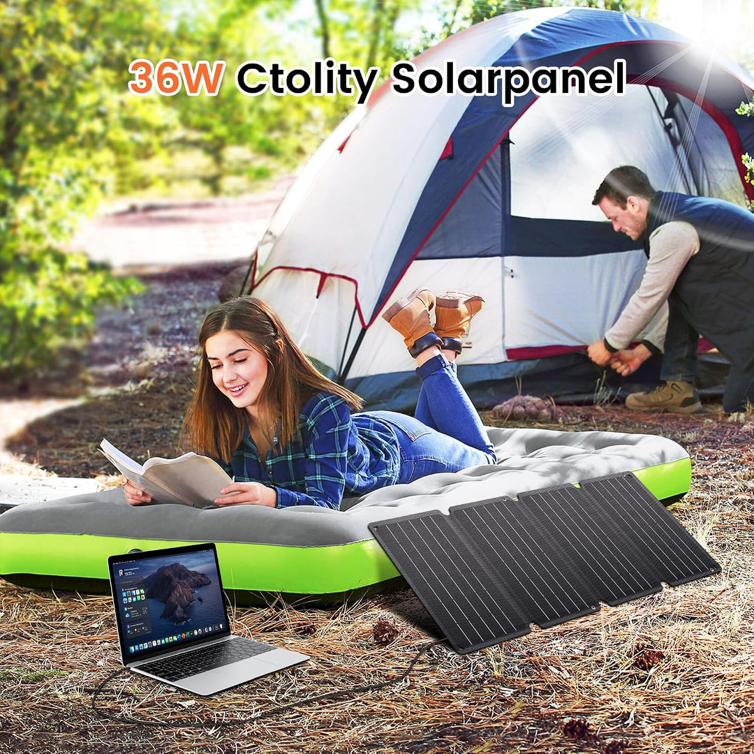 36W Solarladegerät, Solarpanel Faltbare 14V, Mini Solar Ladegerät mit 18W Schnelles Aufladen(1 USB +