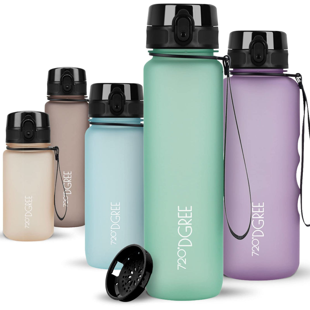 720°DGREE Trinkflasche 1l Sport “uberBottle“ softTouch +Sieb - BPA-Frei - Wasserflasche für Uni, Arb