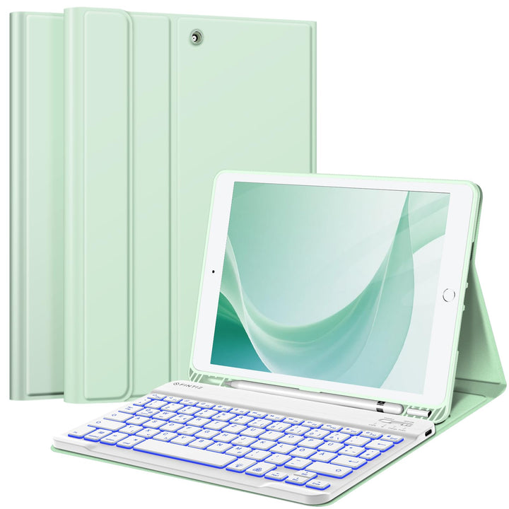 FINTIE Tastatur Hülle für iPad 9 8 7 Generation (2021/2020/2019) 10.2 Zoll, 7-farbig beleuchtete abn