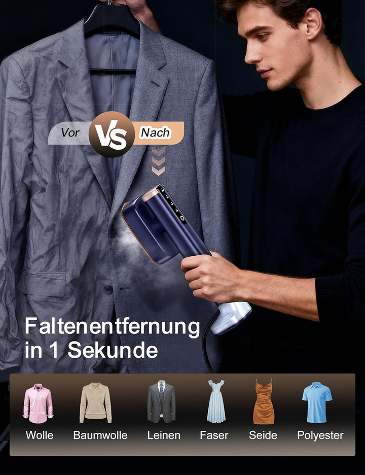 Sundu Dampfglätter, Steamer mit 2 Wassertanks (180 ml und 100 ml), 15S Schnelles Aufheizen, 24 g/min