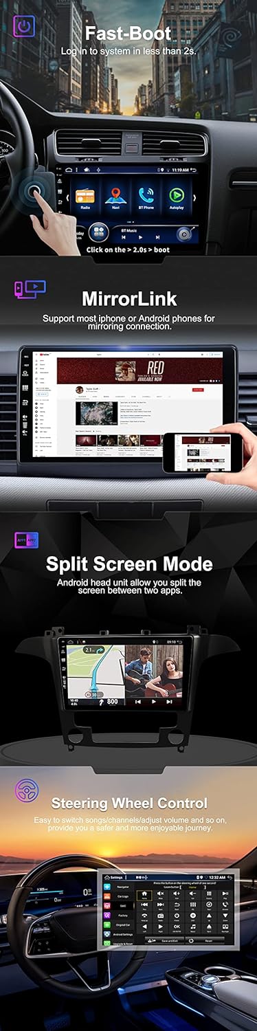 SXAUTO Android 12 - [6G+128G] - IPS Autoradio Passt für Ford S-Max (2006-2015) - Eingebaut Wireless