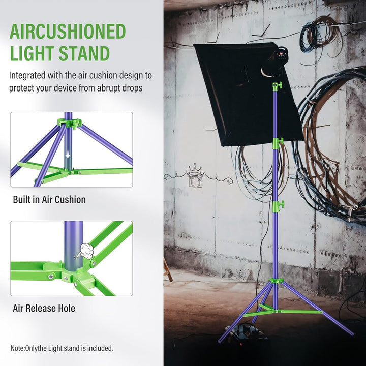 Soonpho Lichtstativ Vollmetall Puffer Druckstativ 9,1 ft/280cm Light Stand Bunt 10kg Tragkraft für O