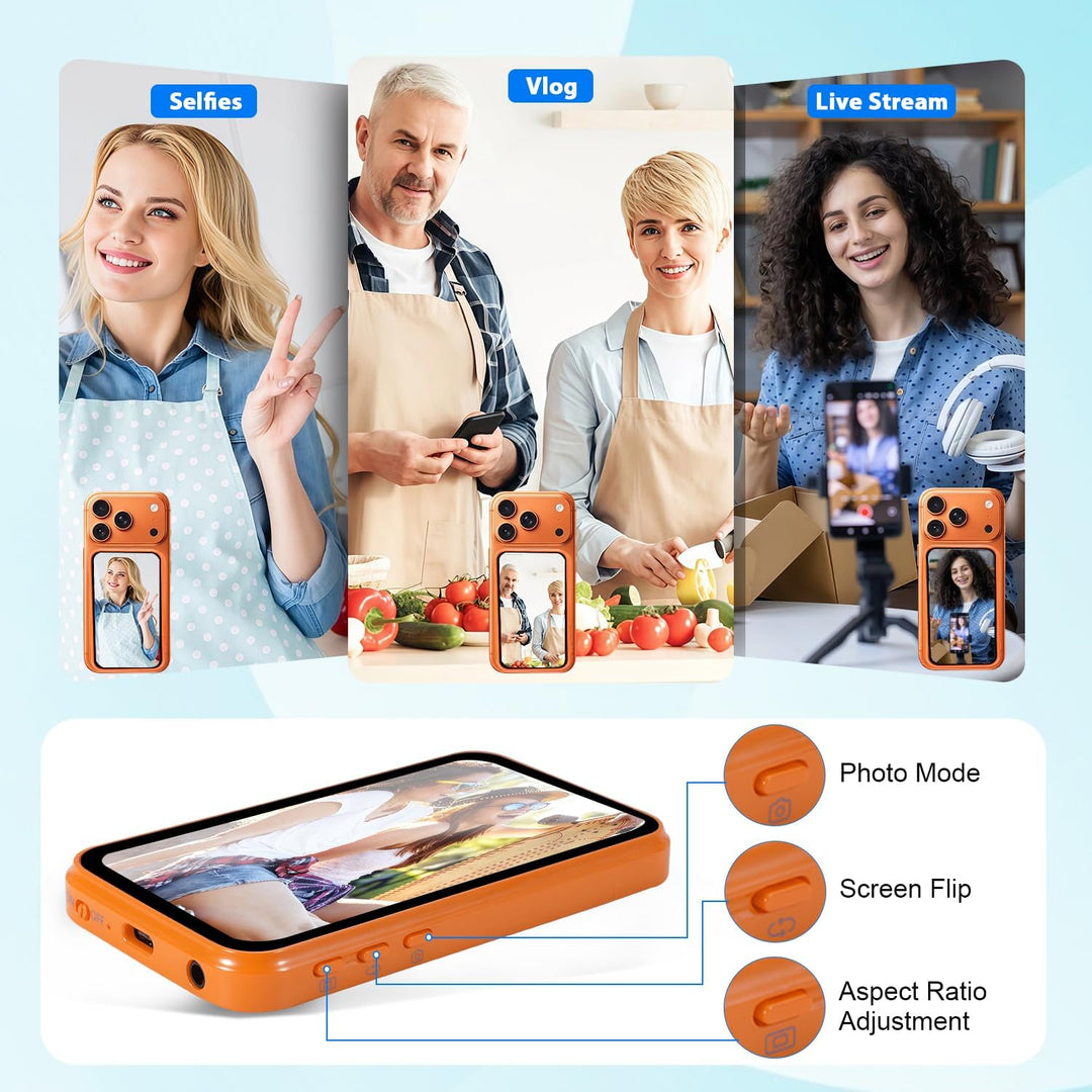 RUIZHI Handy Selfie Monitor, Magnetischer Vlog Bildschirm Selfie Monitor mit Lautsprecher, Grosse Re