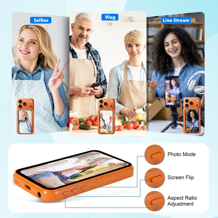 RUIZHI Handy Selfie Monitor, Magnetischer Vlog Bildschirm Selfie Monitor mit Lautsprecher, Grosse Re
