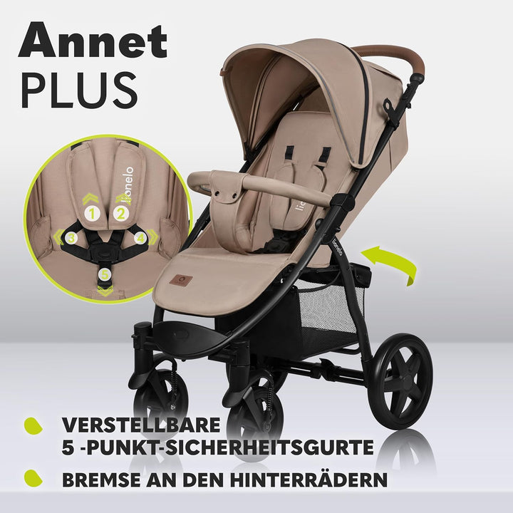 LIONELO Annet Buggy bis 22 kg mit Liegefunktion, Kinderwagen klein zusammenklappbar mit Zubehör, Eva