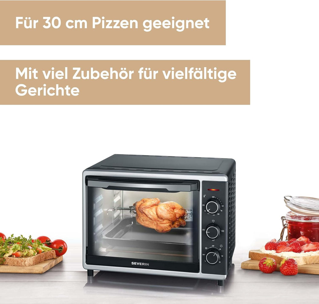 SEVERIN TO 2056 Back- und Toastofen mit Umluftfunktion (1.600 W, Inkl. Grillrost und Backblech, 30 L