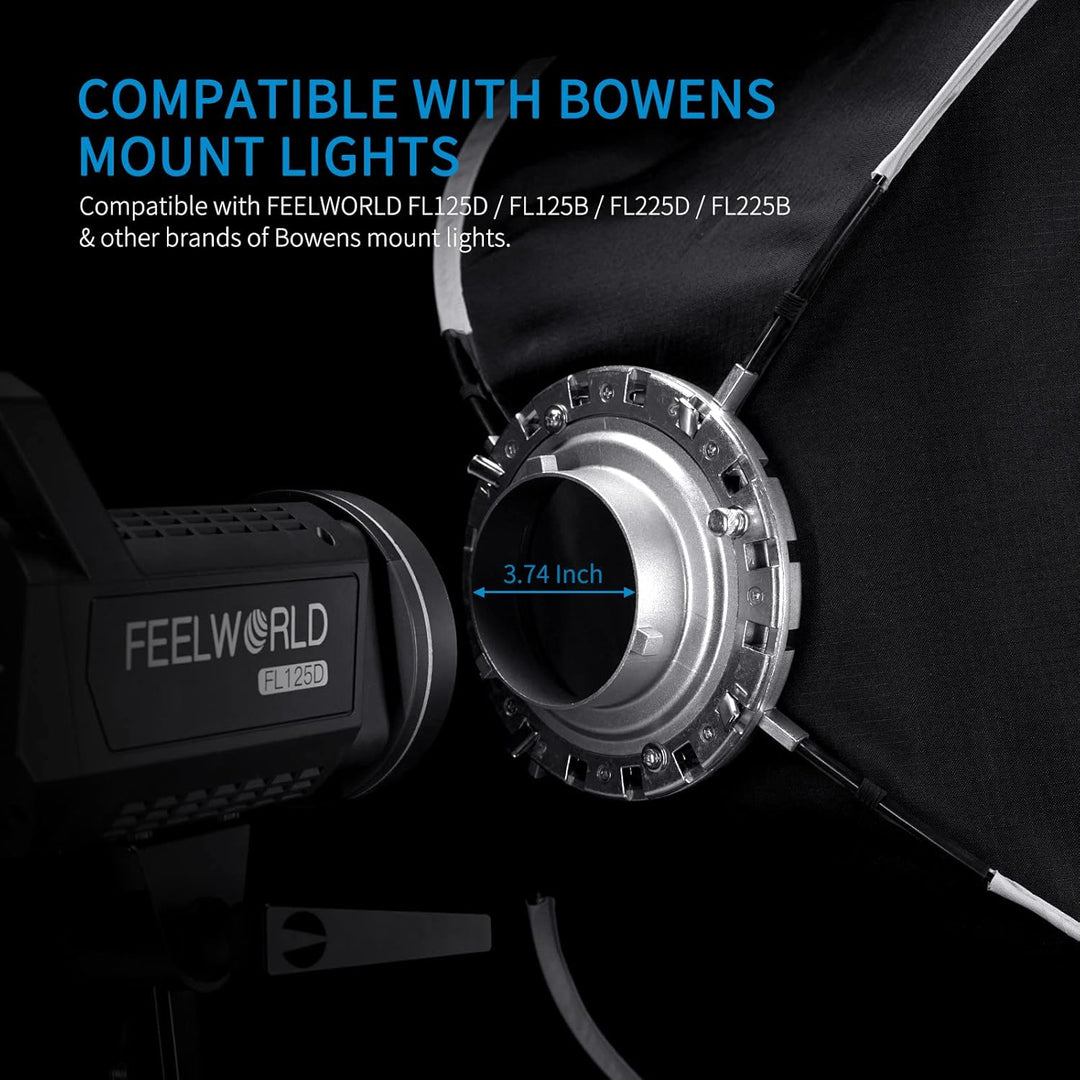 FEELWORLD FSR90 90×60cm Rechteckige Softbox, LED Licht Studio Fotostudio Set Zubehör, Bowens Halteru