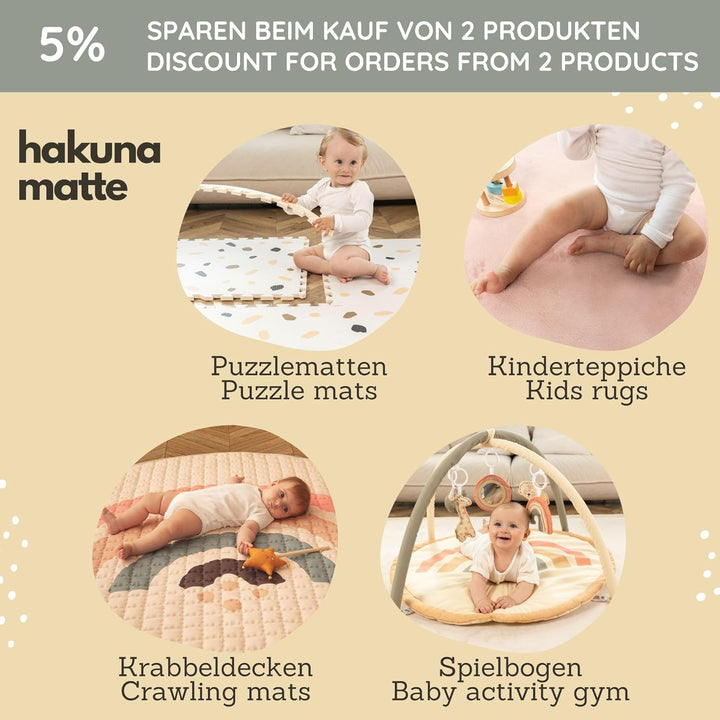 Attraktive Puzzlematte Baby 1,2x0,9m Safari Tiere – 12 Platten à 30x30cm – 20% dickere & weichere Sp
