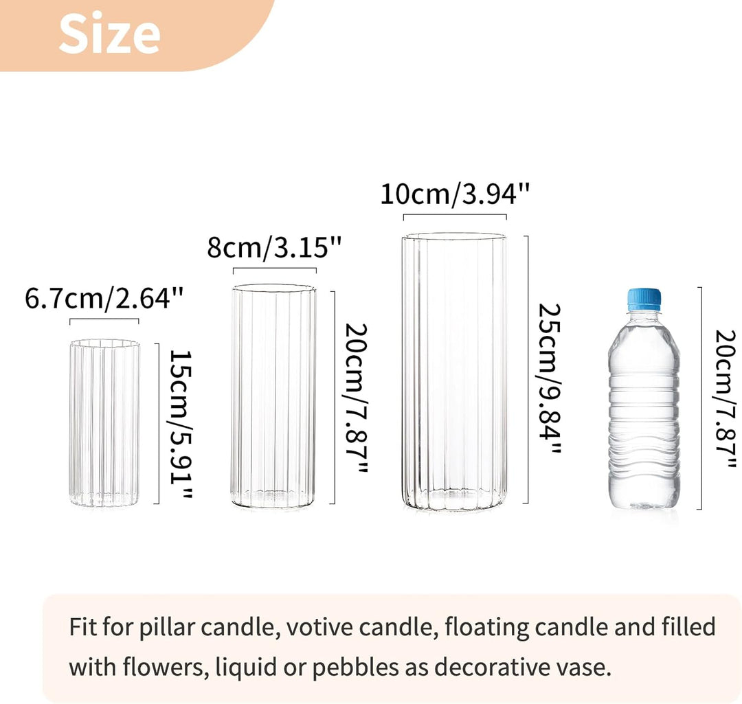 Nuptio Glaszylinder Blumenvase 18 Stück Klare Hurricane Vasen für Tafelaufsätze, Hohe Kerzenhalter f
