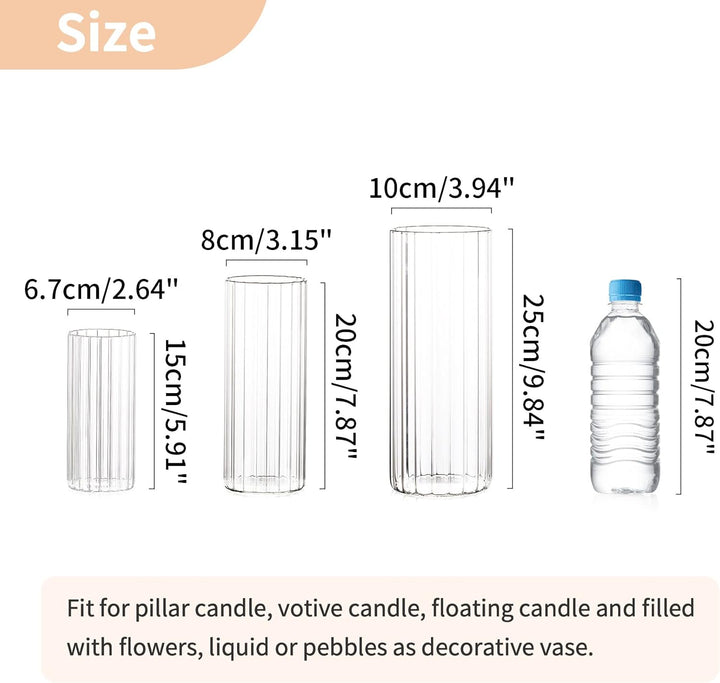 Nuptio Glaszylinder Blumenvase 18 Stück Klare Hurricane Vasen für Tafelaufsätze, Hohe Kerzenhalter f