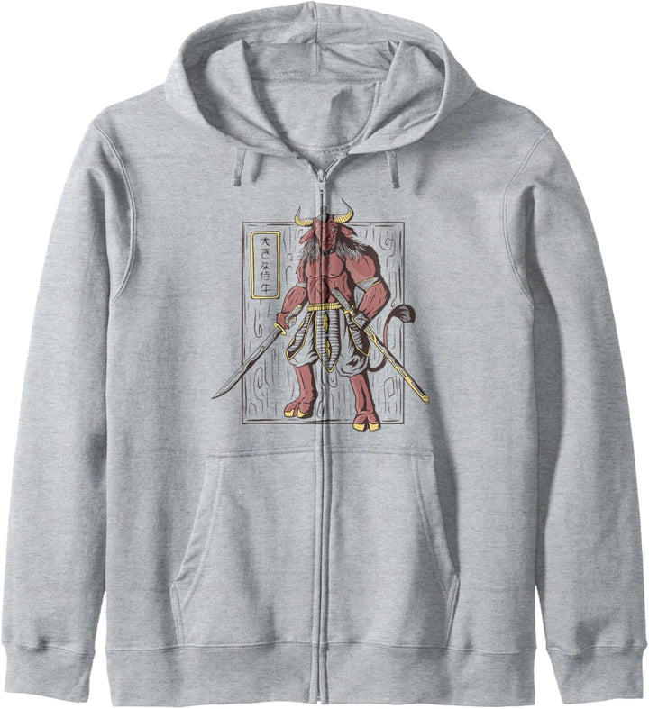 Ochse als Samurai-Krieger l Cooler japanischer Kapuzenjacke