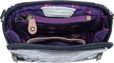 Anuschka Handbemalte Organiser Tasche aus echtem Leder mit Reissverschluss Cleopatra Leopard, Cleopa
