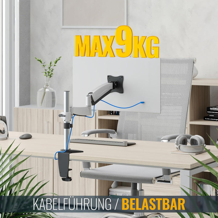 RICOO Monitor Halterung Tisch Gasdruckfeder für 13-32 Zoll, VESA Tischhalterung, Monitorarm TS3011,
