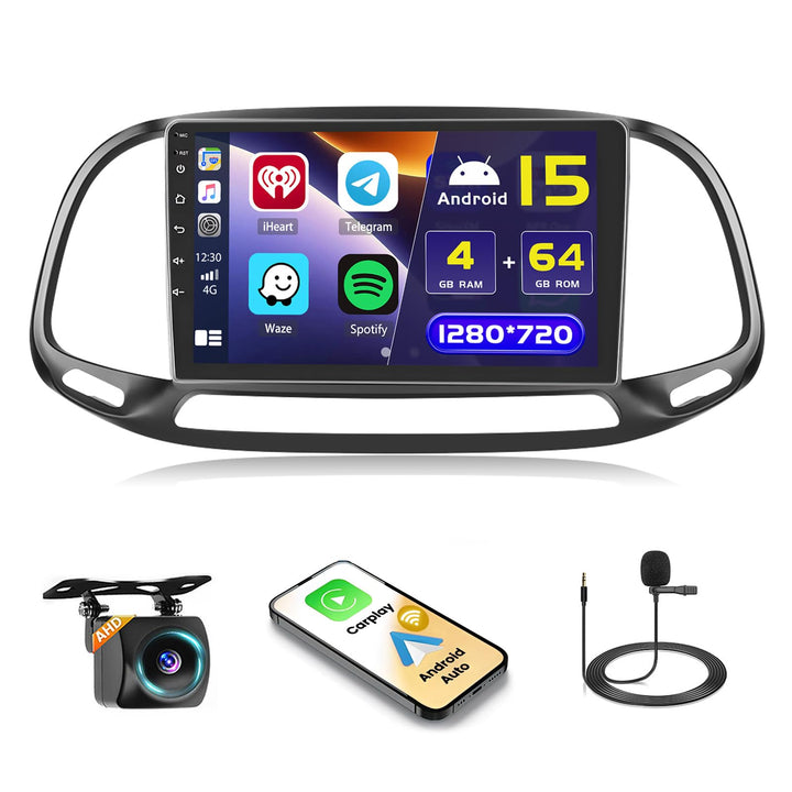 Hikity 4+64GB Android 15 Autoradio für FIAT Doblo/Yeni Kasa 2015 Mit Wireless Carplay Android Auto,